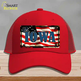 Iowa USA Novelty License Plate Hat Mesh / Red