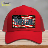 Pennsylvania USA Novelty License Plate Hat Mesh / Red