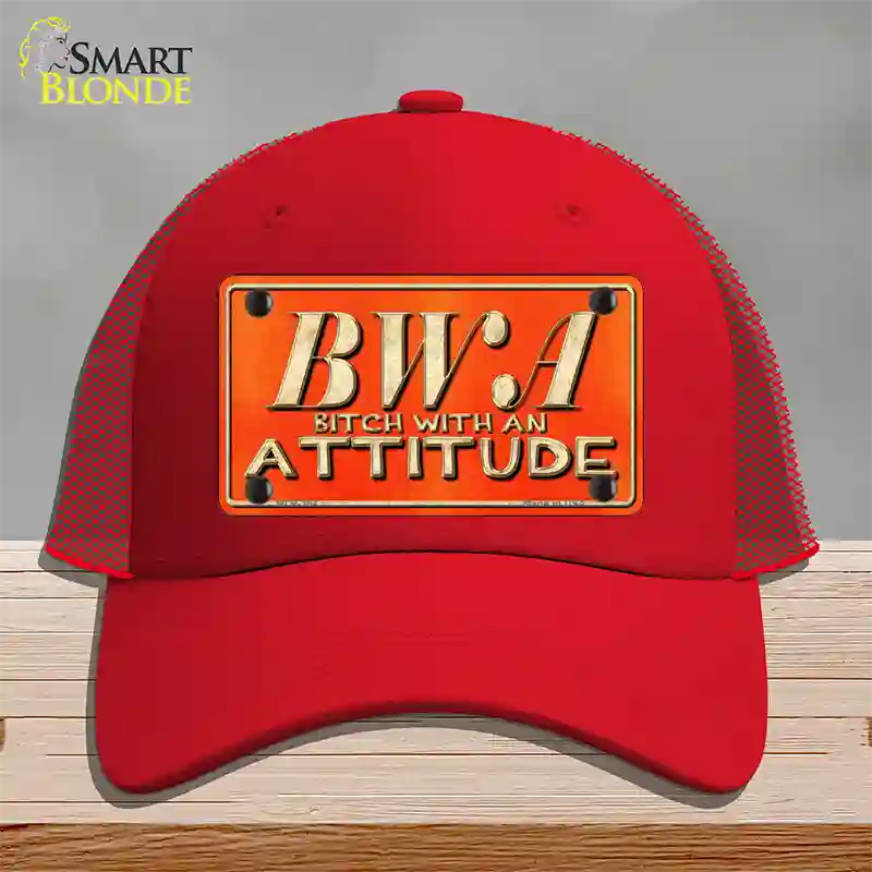 B.W.A. Novelty License Plate Hat Mesh / Red