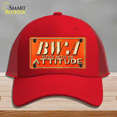 B.W.A. Novelty License Plate Hat Mesh / Red