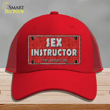 Sex Instructor Novelty License Plate Hat Mesh / Red