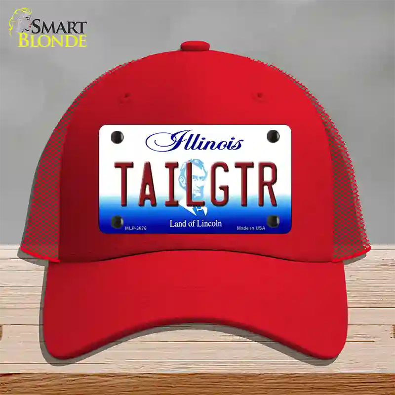 Tailgtr Illinois Novelty License Plate Hat Mesh / Red