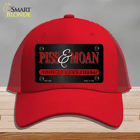 Piss & Moan Novelty License Plate Hat Mesh / Red