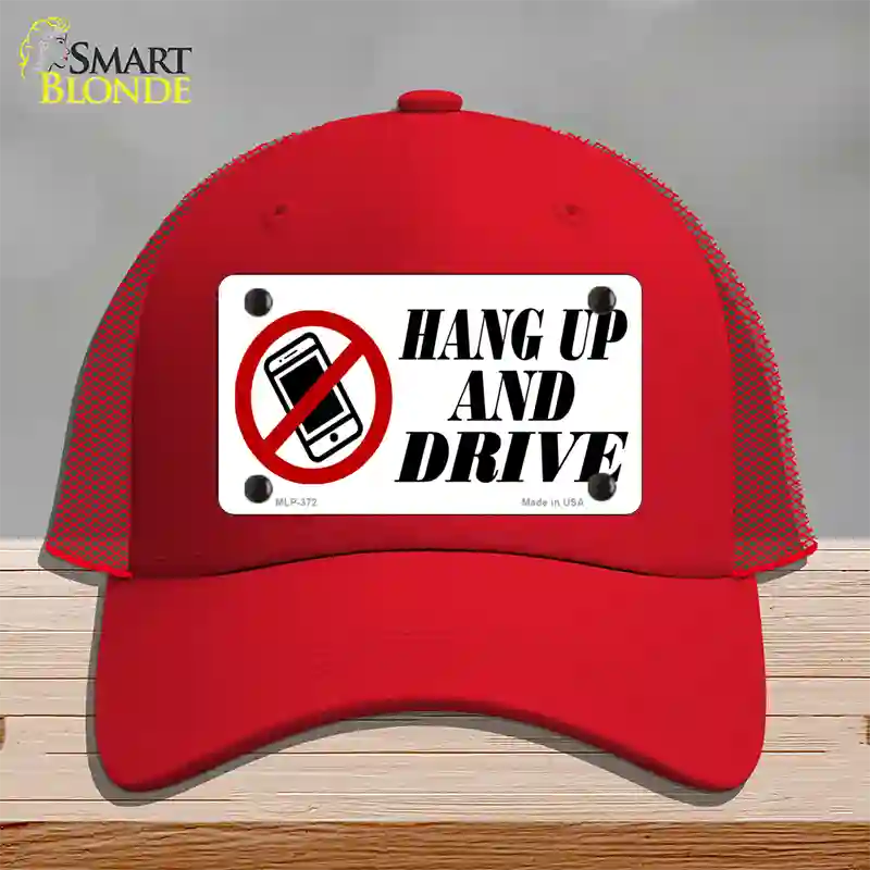 Hang Up And Drive Novelty License Plate Hat Mesh / Red