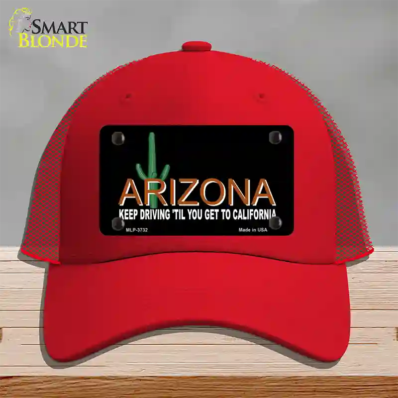 Arizona Keep Driving Novelty License Plate Hat Mesh / Red