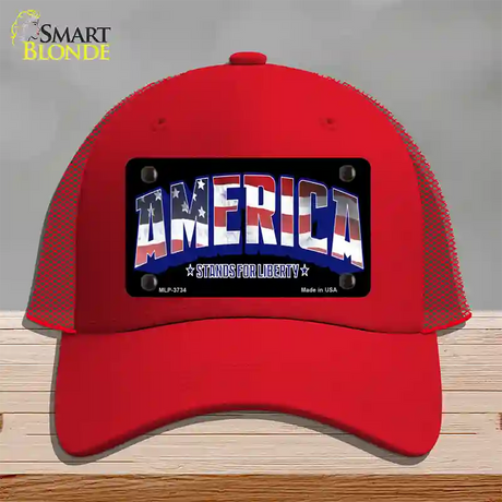 America Novelty License Plate Hat Mesh / Red