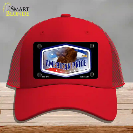 American Pride Novelty License Plate Hat Mesh / Red