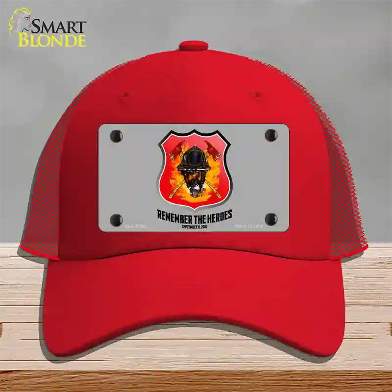 Remember The Heroes Novelty License Plate Hat Mesh / Red