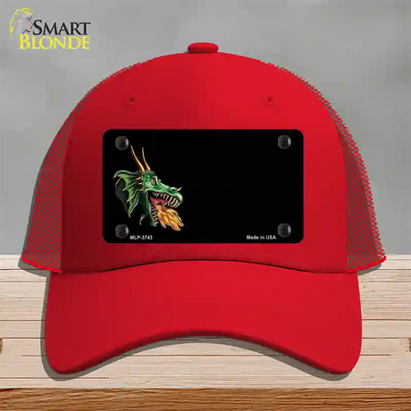 Dragon Offset Customizable Novelty License Plate Hat Mesh / Red