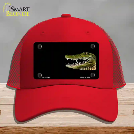 Gator Offset Novelty License Plate Hat Mesh / Red