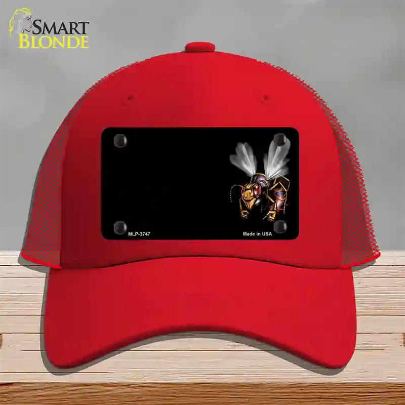 Hornet Offset Novelty License Plate Hat Mesh / Red