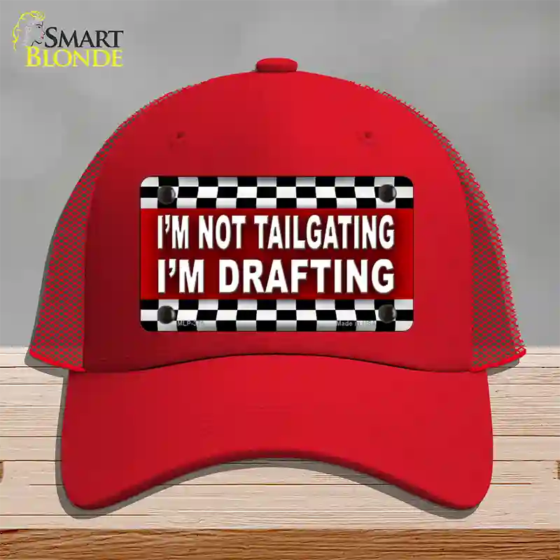 Not Tailgating Drafting Novelty License Plate Hat Mesh / Red