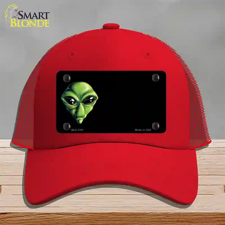 Alien Offset Novelty License Plate Hat Mesh / Red