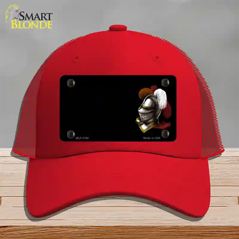 Armor Offset Novelty License Plate Hat Mesh / Red