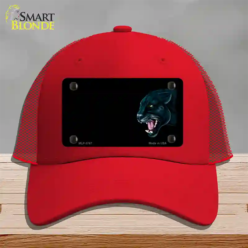 Panther Offset Profile Novelty License Plate Hat Mesh / Red