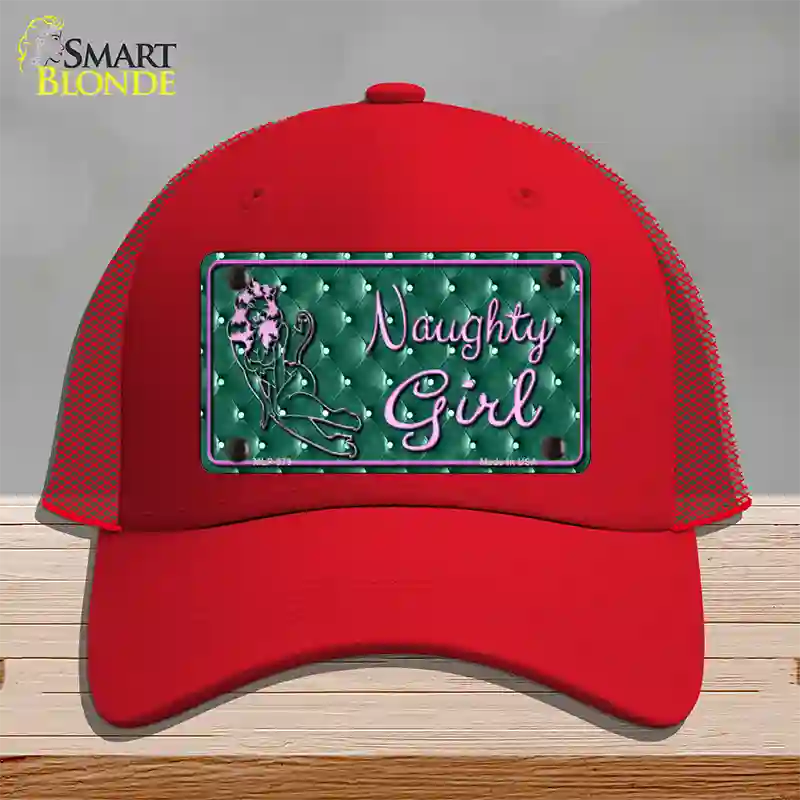 Naughty Girl Novelty License Plate Hat Mesh / Red