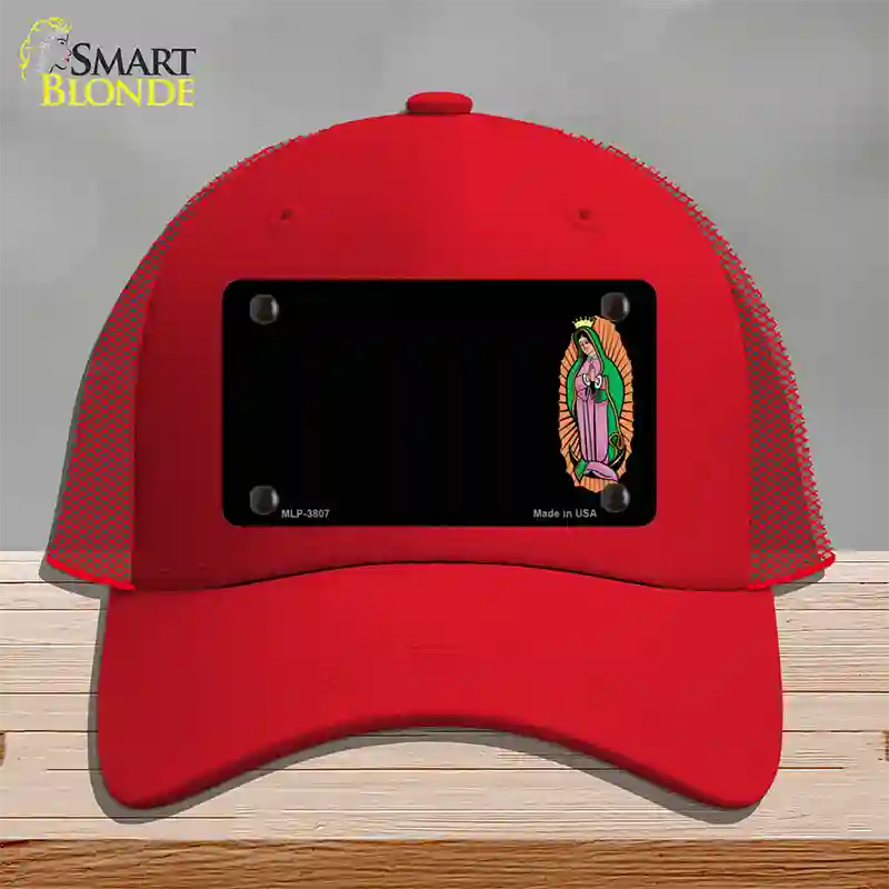 Virgin Mary Offset Novelty License Plate Hat Mesh / Red