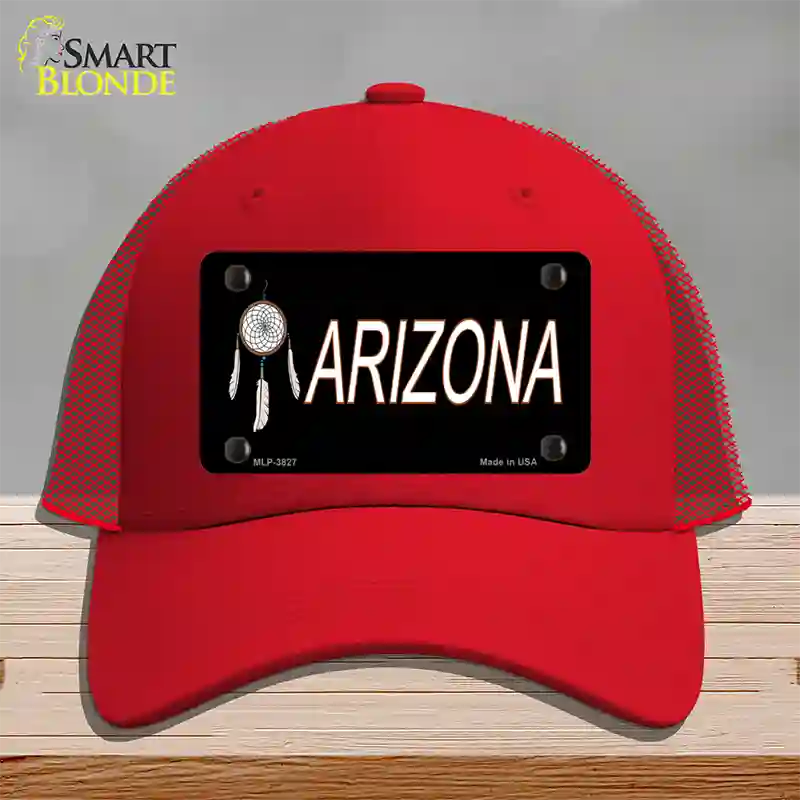 Dreamweaver Offset Arizona Novelty License Plate Hat Mesh / Red