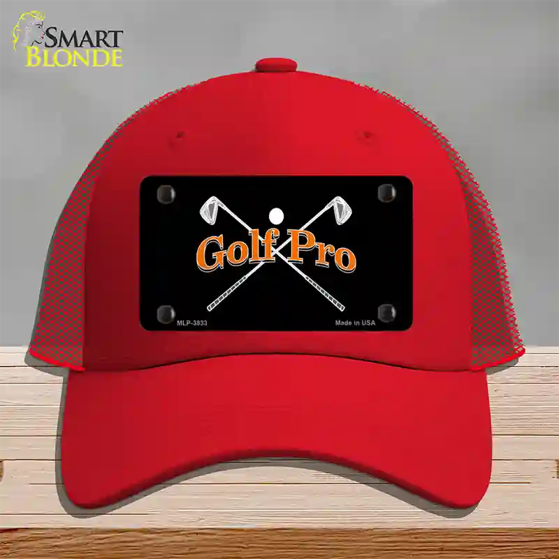 Golf Pro Novelty License Plate Hat Mesh / Red