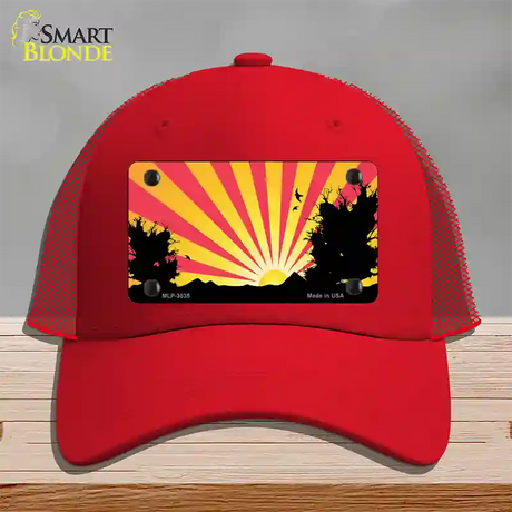 Southwest Red Sunset Novelty License Plate Hat Mesh / Red