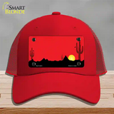 Southwest Cactus Sunrise Red Novelty License Plate Hat Mesh / Red