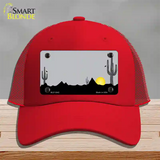 Southwest Cactus Sunrise Gray Novelty License Plate Hat Mesh / Red