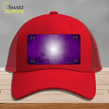 Purple White Fade Scratched Novelty License Plate Hat Mesh / Red