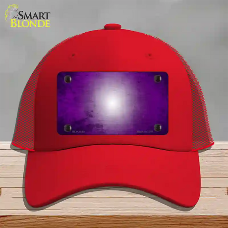 Purple White Fade Scratched Novelty License Plate Hat Mesh / Red