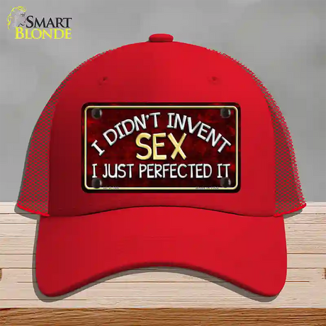 Didnt Invent Sex Novelty License Plate Hat Mesh / Red