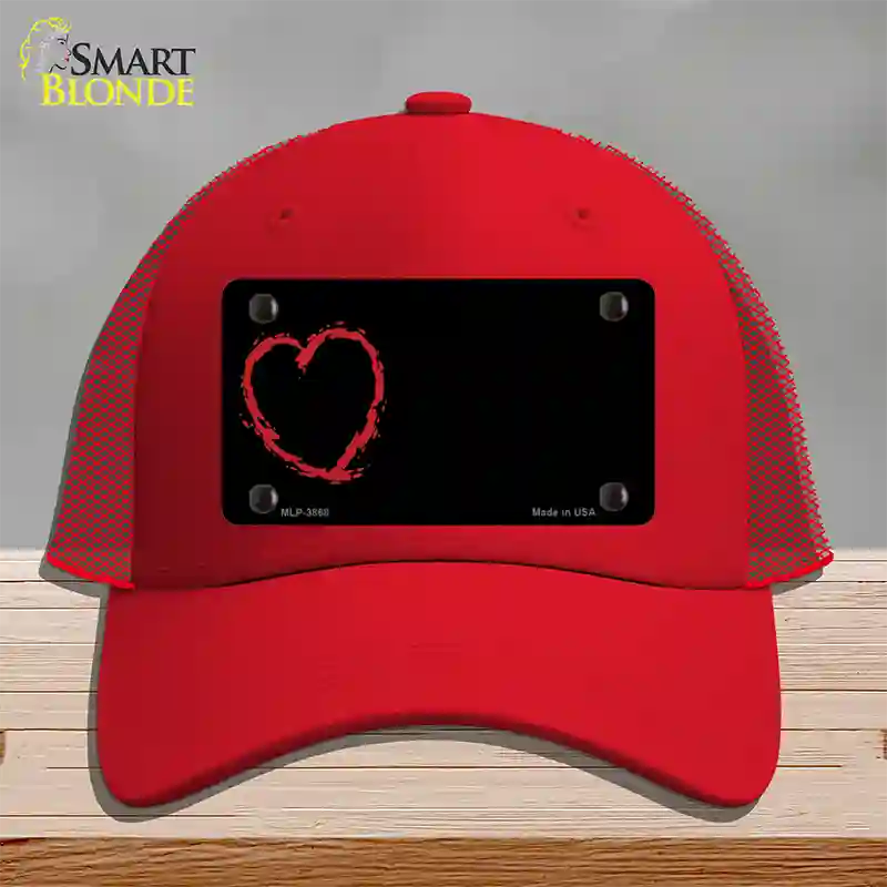 Heart Offset Novelty License Plate Hat Mesh / Red