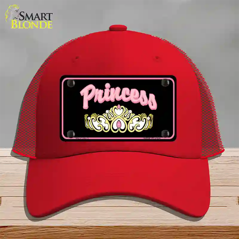 Princess Tiara Novelty License Plate Hat Mesh / Red