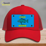 Born To Fish Novelty License Plate Hat Mesh / Red