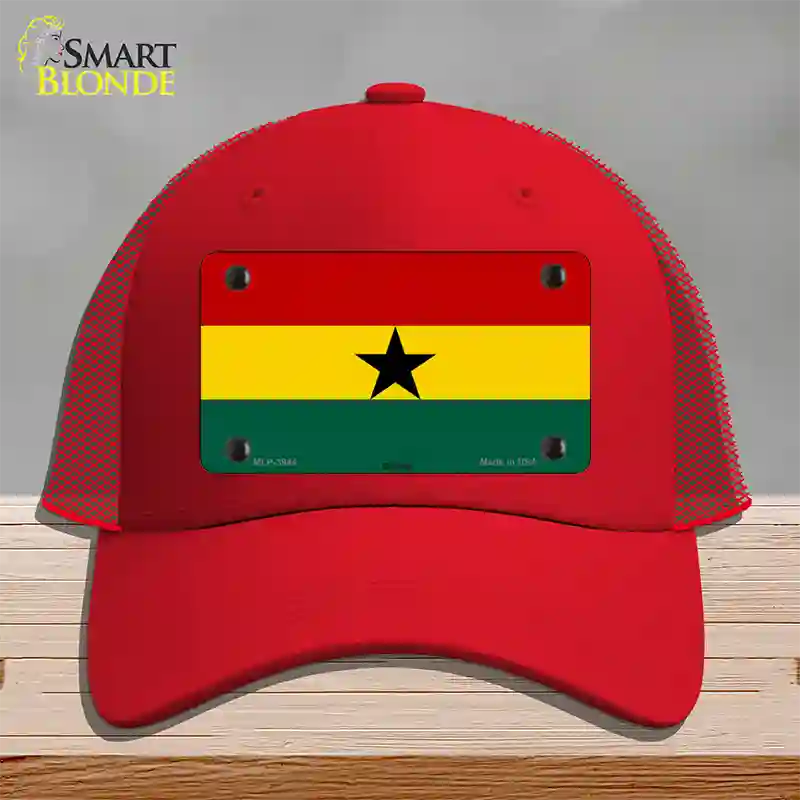 Ghana Flag Novelty License Plate Hat Mesh / Red