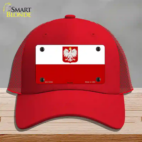 Poland Eagle Flag Novelty License Plate Hat Mesh / Red