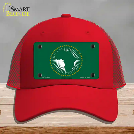 African Union Flag Novelty License Plate Hat Mesh / Red