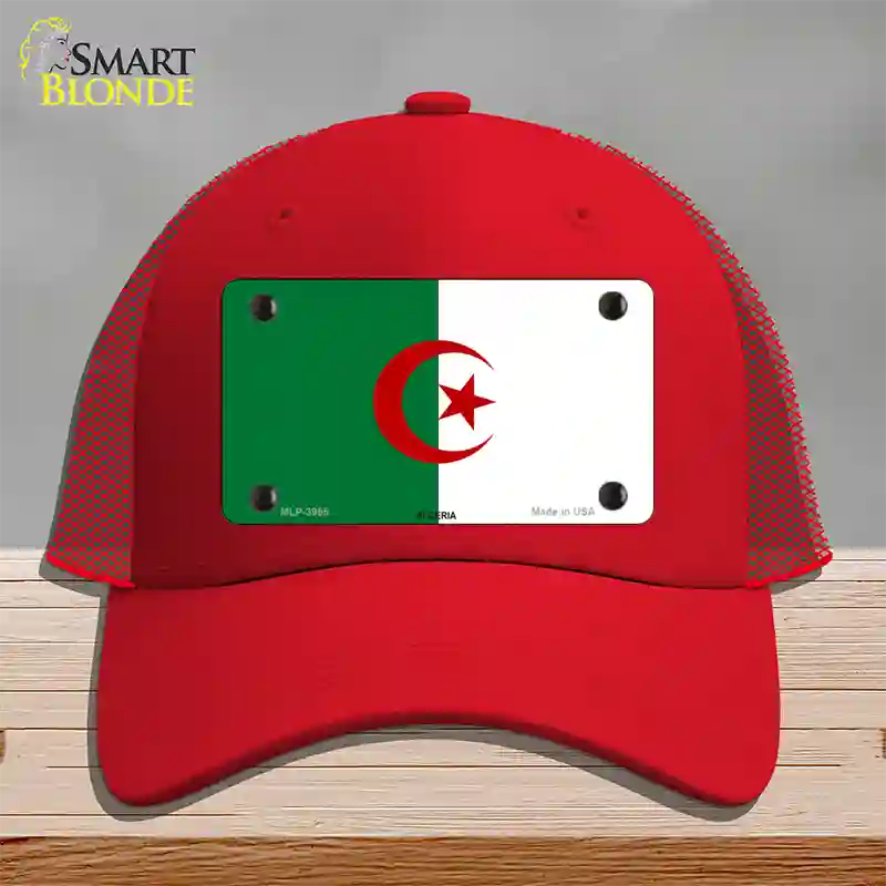 Algeria Flag Novelty License Plate Hat Mesh / Red