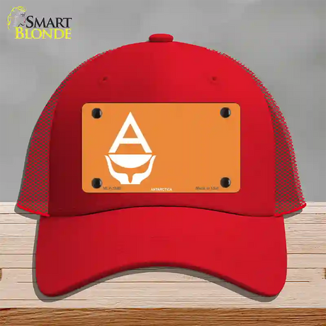 Antarctica Flag Novelty License Plate Hat Mesh / Red