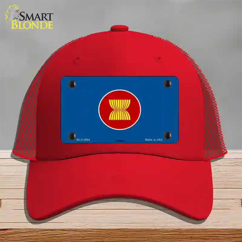 Asean Flag Novelty License Plate Hat Mesh / Red