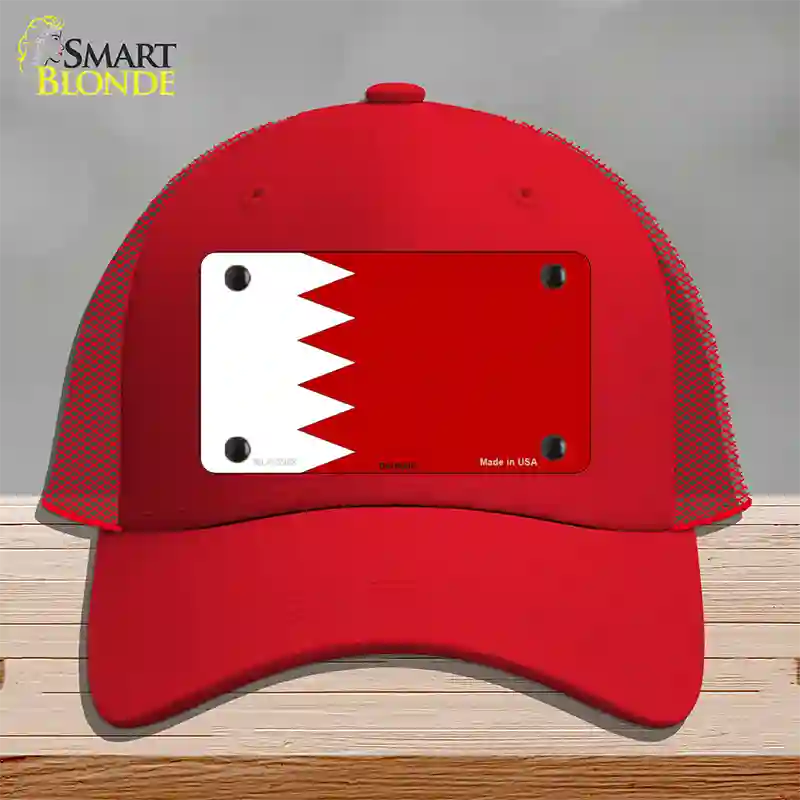 Bahrain Flag Novelty License Plate Hat Mesh / Red