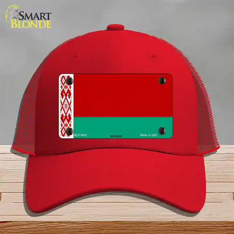 Belarus Flag Novelty License Plate Hat Mesh / Red