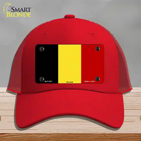 Belgium Flag Novelty License Plate Hat Mesh / Red