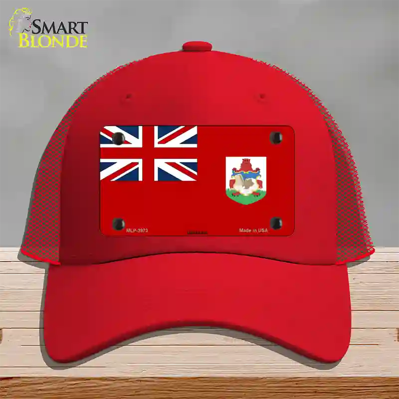 Bermuda Flag Novelty License Plate Hat Mesh / Red