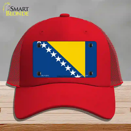 Bosnia Herzegovina Flag Novelty License Plate Hat Mesh / Red