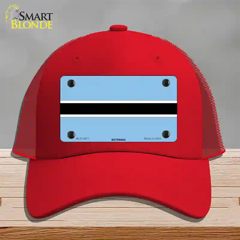 Botswana Flag Novelty License Plate Hat Mesh / Red