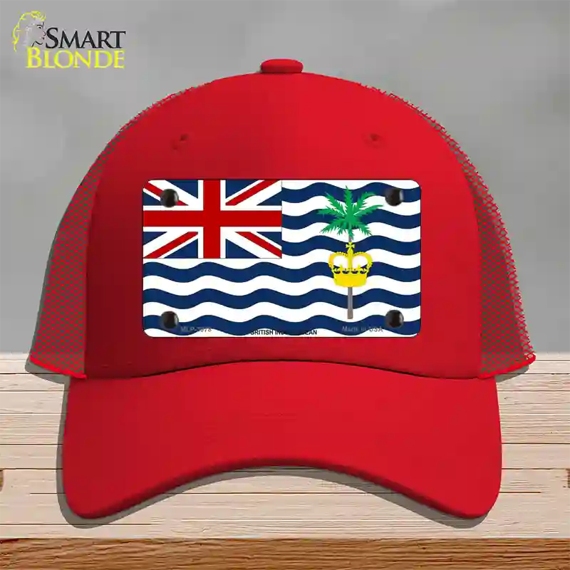 British Indian Ocean Flag Novelty License Plate Hat Mesh / Red