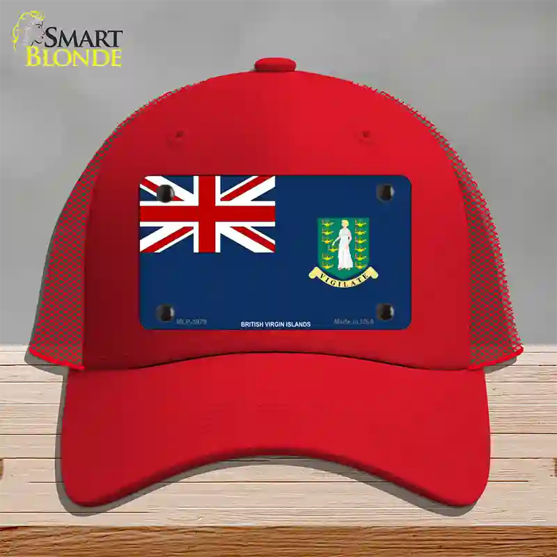 British Virgin Islands Flag Novelty License Plate Hat Mesh / Red