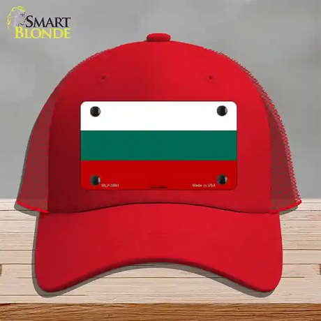 Bulgaria Flag Novelty License Plate Hat Mesh / Red