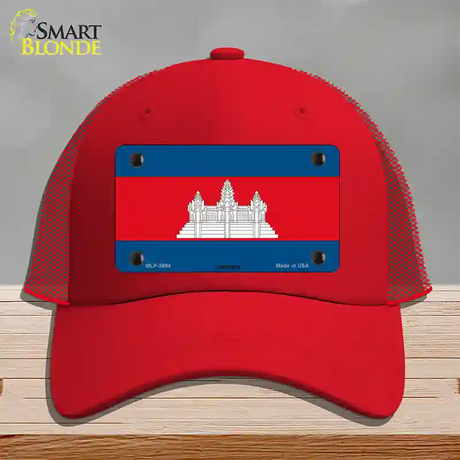 Cambodia Flag Novelty License Plate Hat Mesh / Red