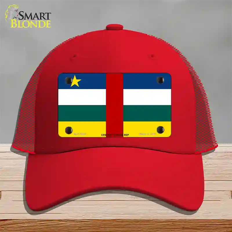 Central African Rep Flag Novelty License Plate Hat Mesh / Red