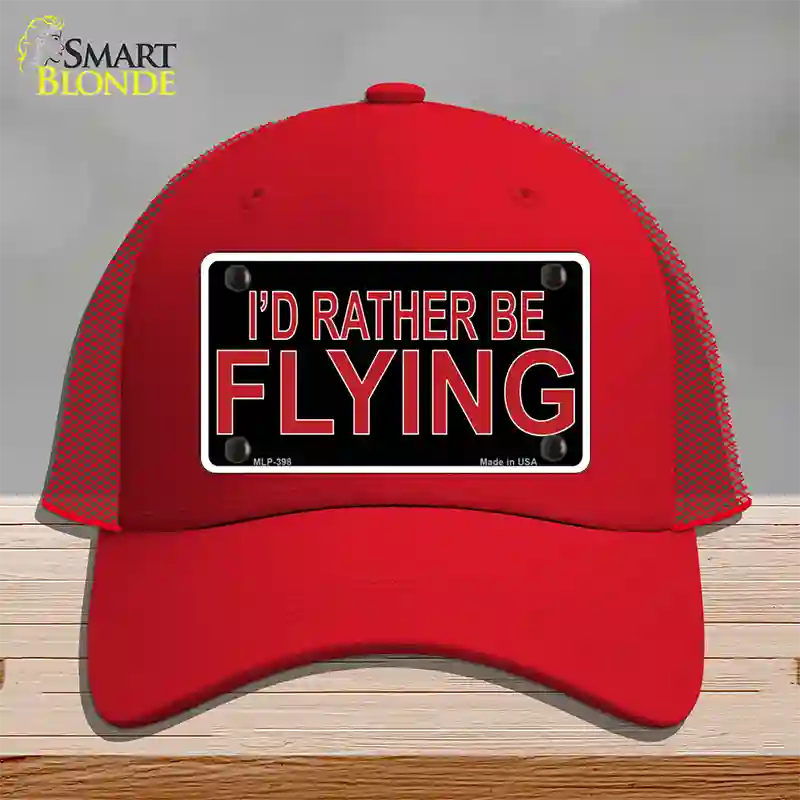 Rather Be Flying Novelty License Plate Hat Mesh / Red